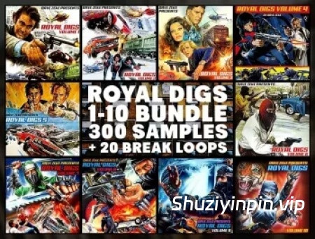 [300 个预切采样合集] Dave Zeke Royal Digs Volumes 1-10 BUNDLE (300 Prechopped Samples + 20 BONUS Break Loops) [WAV]（778.80MB）