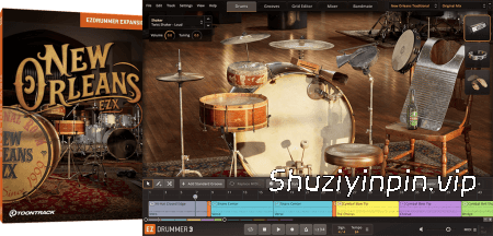 [EZX 扩展 包罗万象的鼓组音色库] Toontrack New Orleans EZX v1.0.0 [Superior Drummer, EZDrummer]（15.3GB）