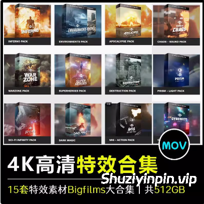 [15套特效素材大合集] Bigfilms 高清短视频科幻粒子能量特效（512GB）