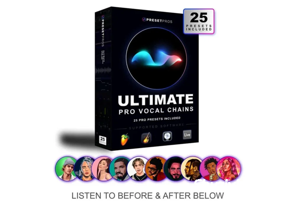 [FL人声混音链预置嘻哈陷阱RnB] Preset Pros Ultimate Pro Vocal Chain Presets（38MB）