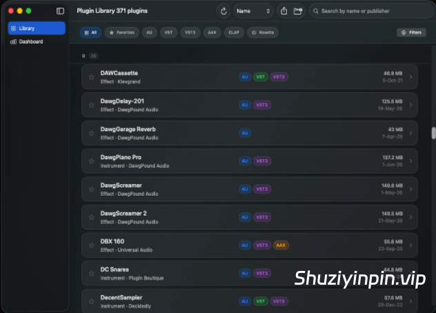 [插件管理实用工具] DawgPound Audio Plugin Vault v1.0 STANDALONE [MacOSX]（2.62MB）